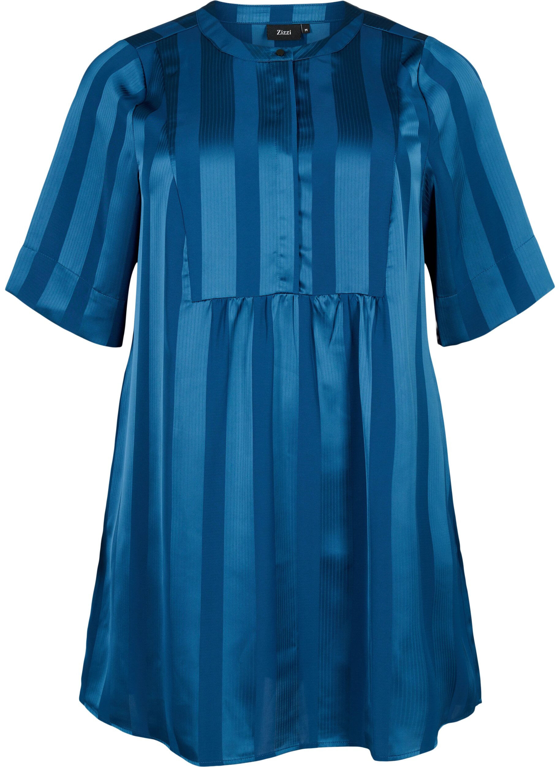 Zizzifashion A-line dress with stripes and 1/2 sleeves, Titan, Packshot image number 0