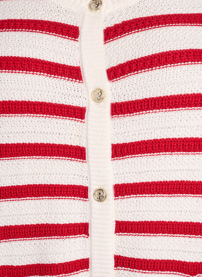 Cardigan with textured knit and decorative buttons, Red, Packshot image number 2