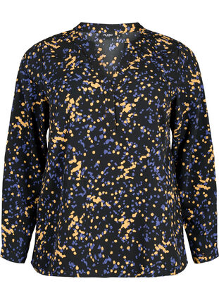 FLASH - Long sleeve blouse with print, Black Splash AOP, Packshot image number 0