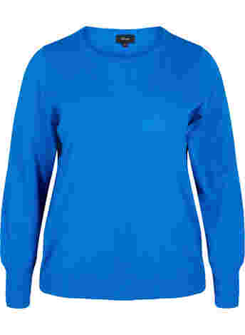 Plain coloured knitted jumper with rib details