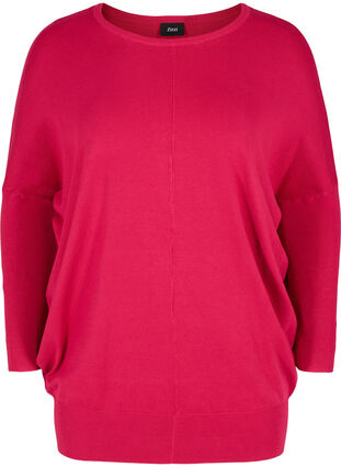 Knitted jumper with round neckline, Cerise, Packshot image number 0