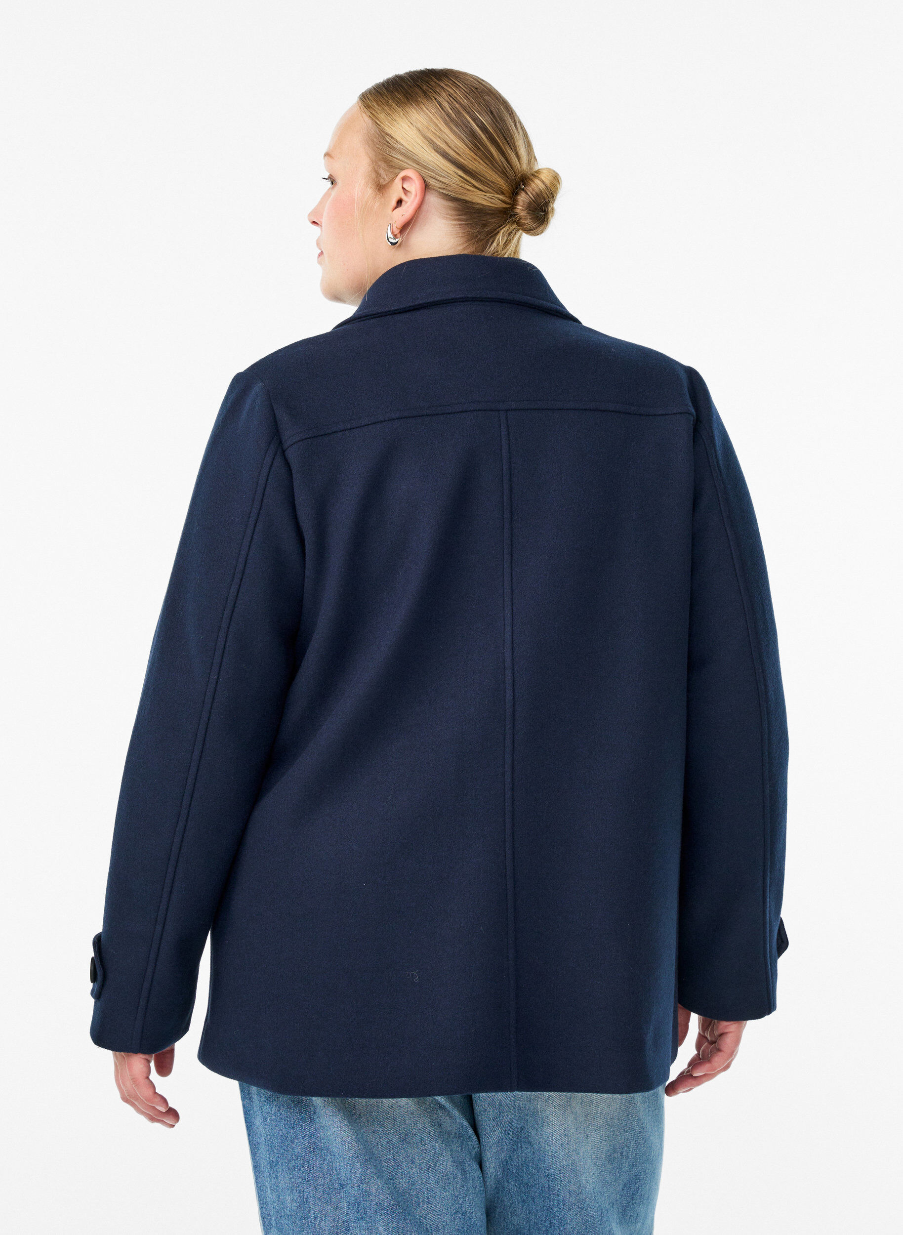 ZizzifashionShort coat with double-breasted button closure, Blue, Model image number 2