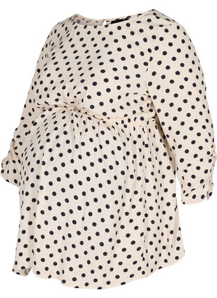 Maternity blouse in viscose and dot print, Off White Dot, Packshot image number 0