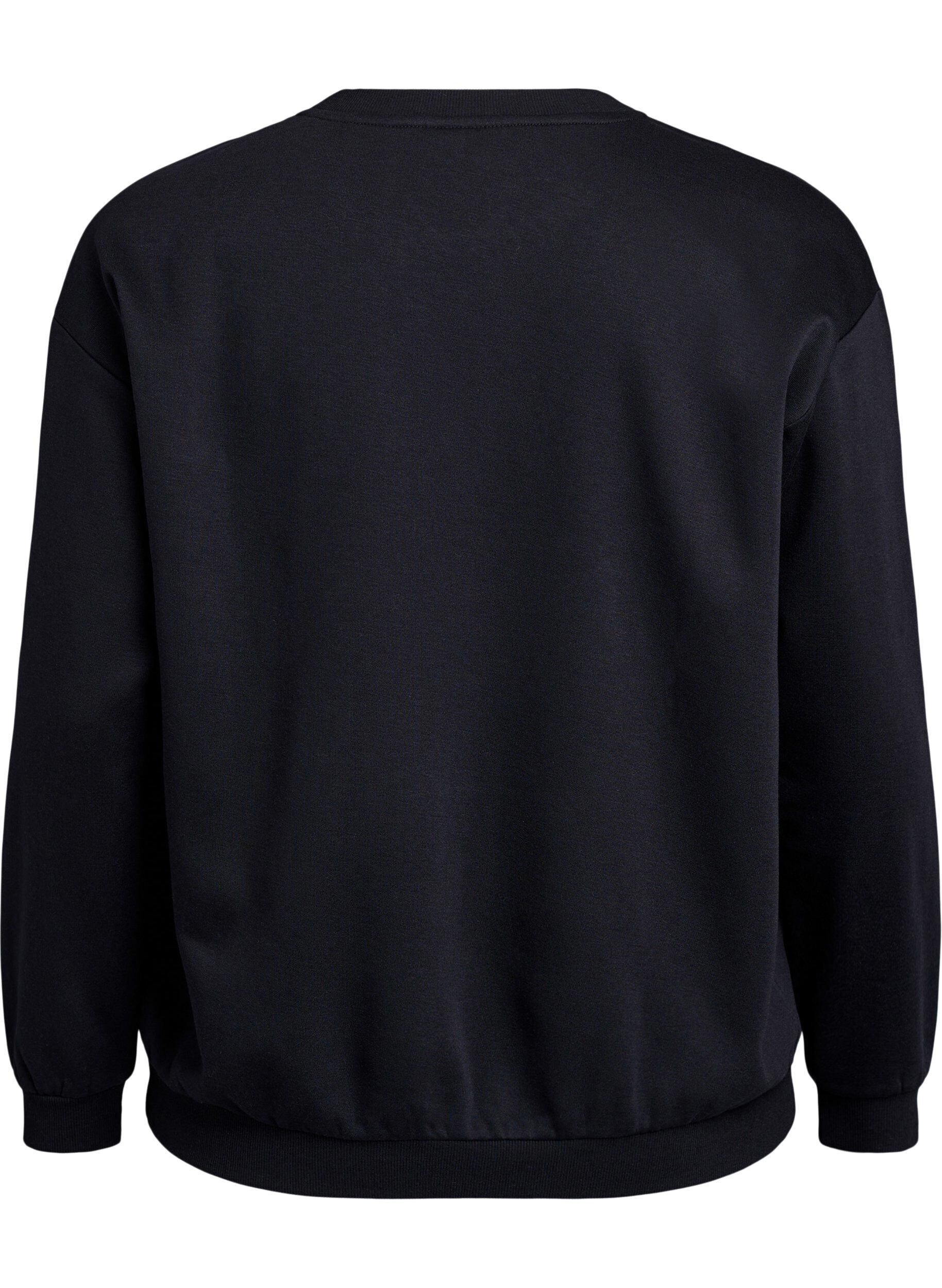 Zizzifashion Sweatshirt with terry text, Black, Packshot image number 1