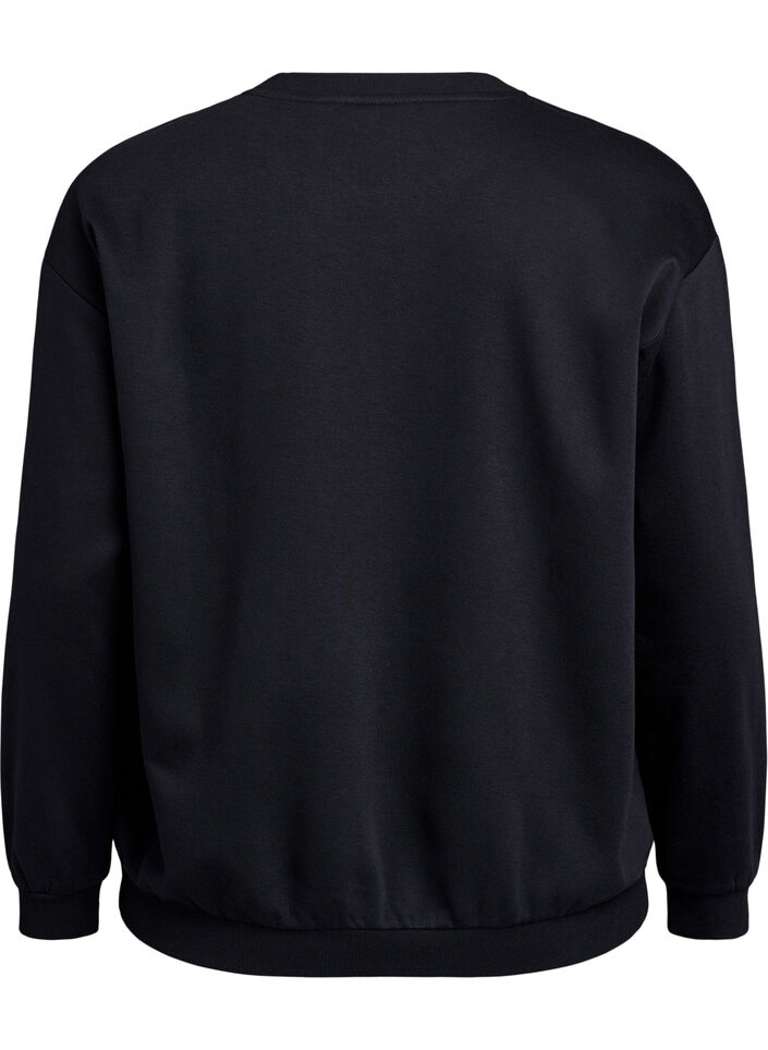 Sweatshirt with terry text, Black, Packshot image number 1