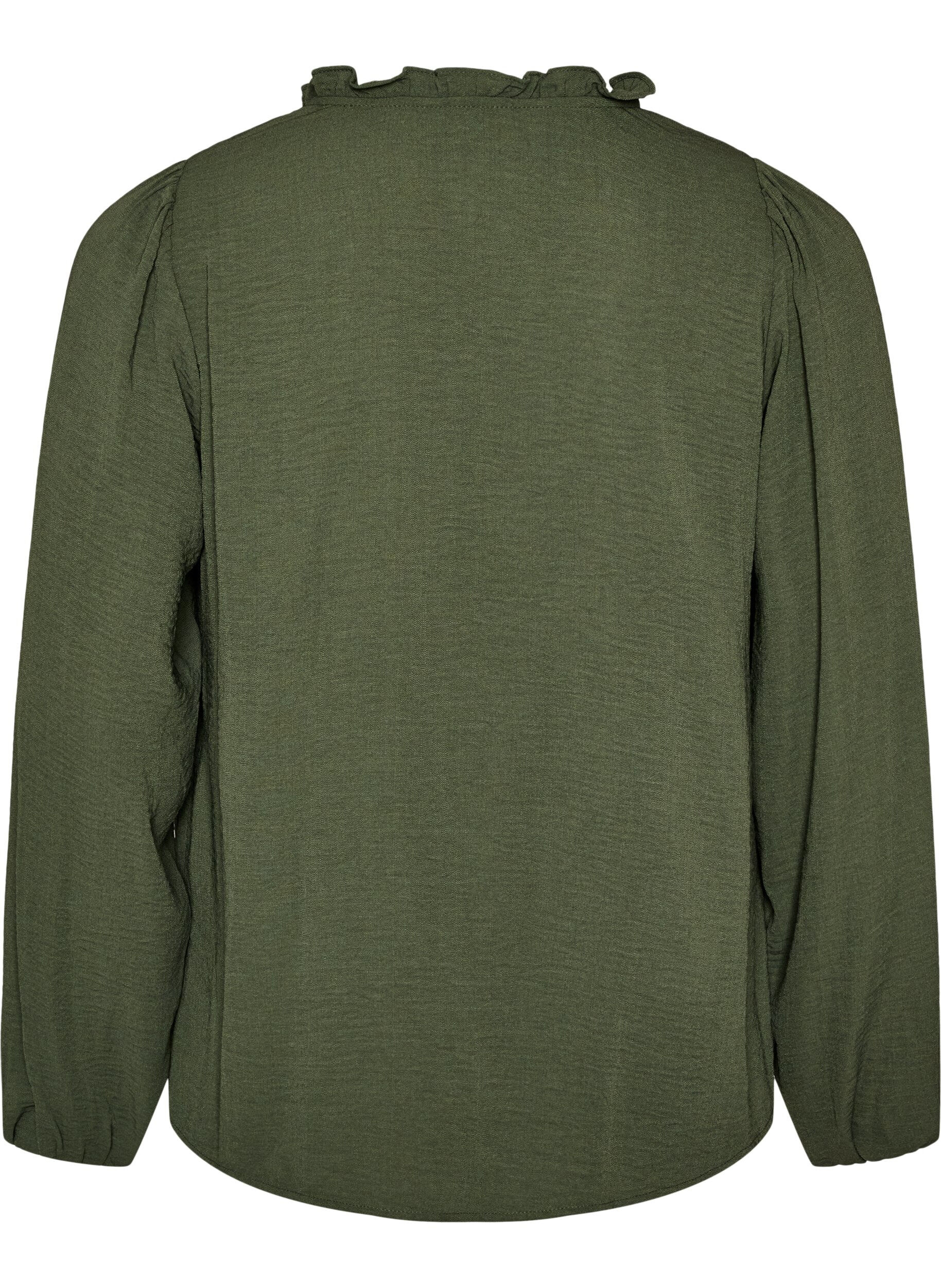 ZizzifashionBlouse with V-neck and crochet trim, Green, Packshot image number 1