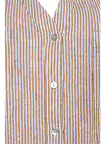 Striped cotton shirt with 3/4 sleeves, Natural Stripe, Packshot image number 2