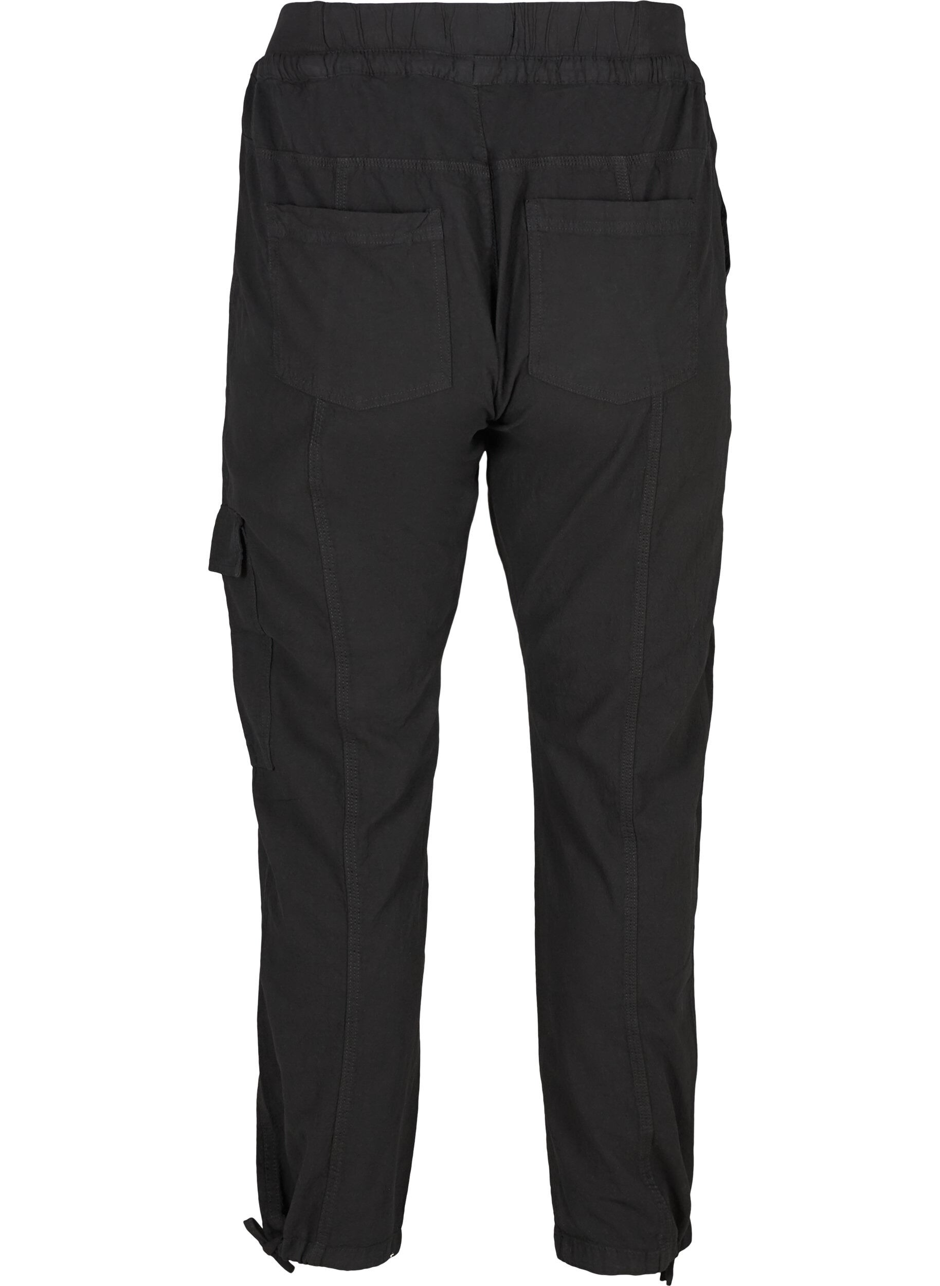 Zizzifashion Loose cargo trousers in cotton, Black, Packshot image number 1