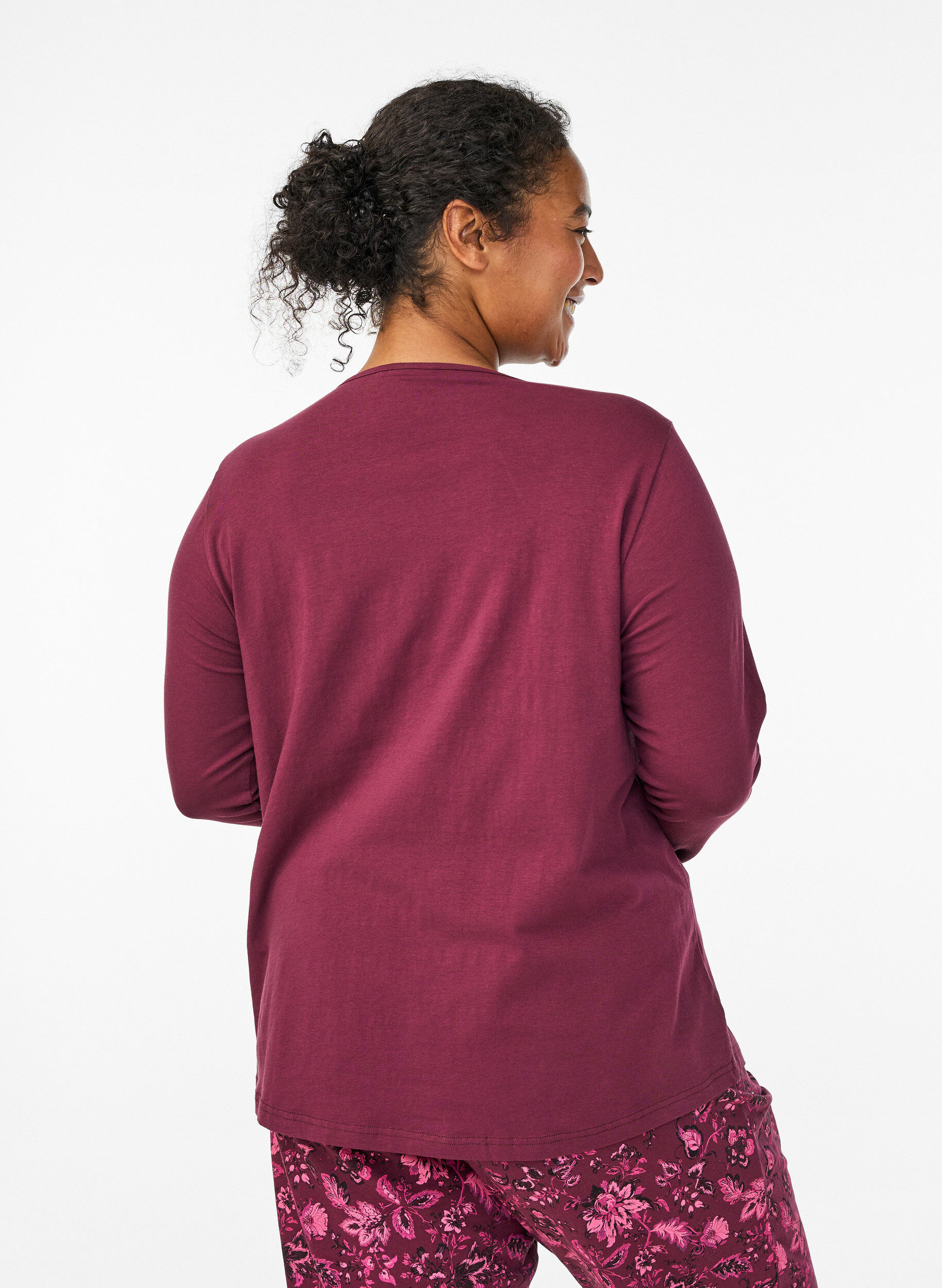 ZizzifashionNight top in cotton with front print, Red, Model image number 2