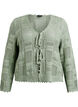 Knitted cardigan with ties and an openwork pattern, Green, Packshot image number 0