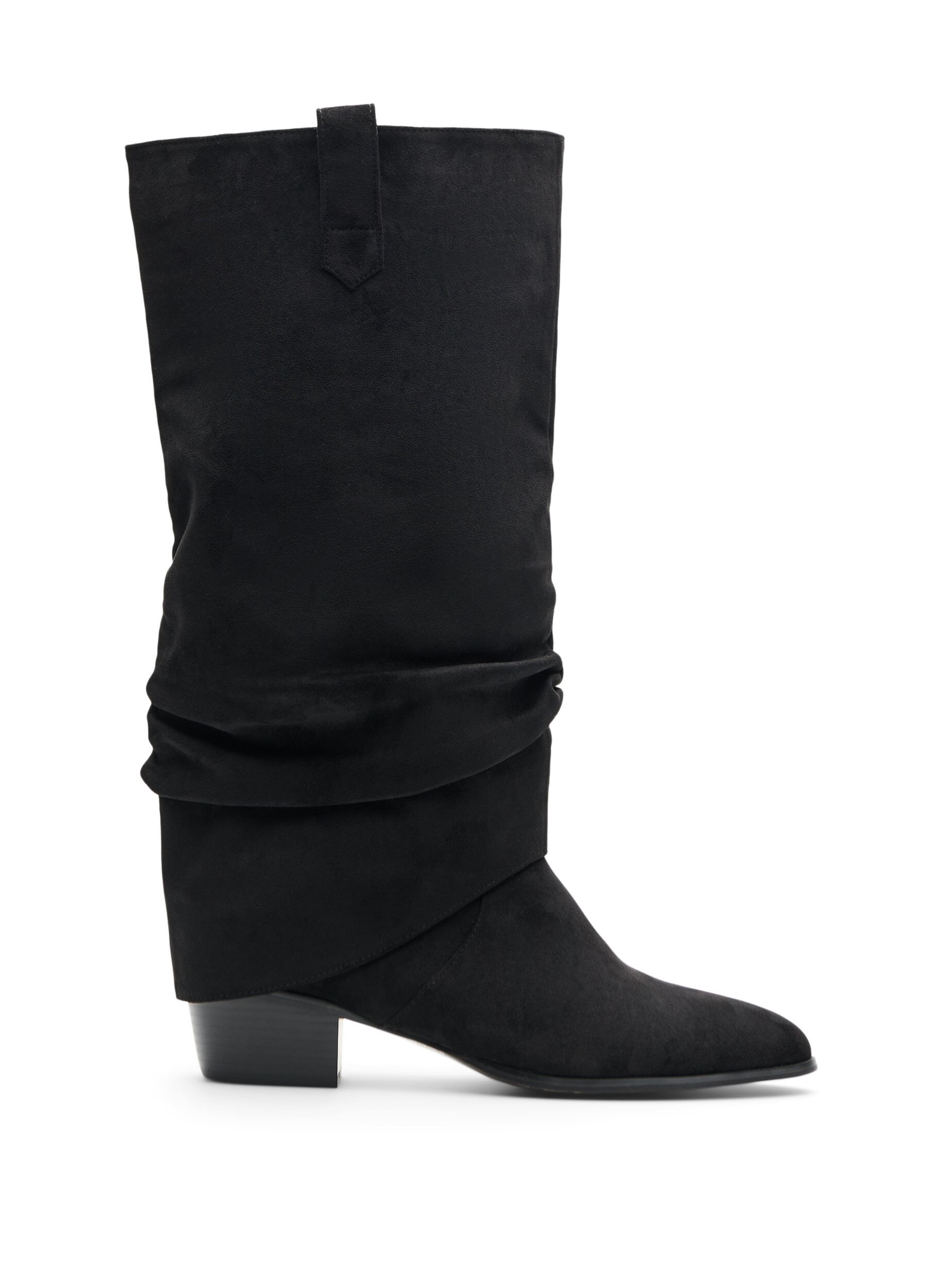 Long suede-look boot with a detachable shaft