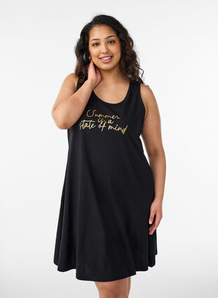 Sleeveless A-line dress - Black - Sz. XL - Zizzifashion Sleeveless A-line dress - Black - Sz. XL - Zizzifashion
