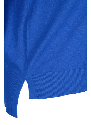 Knitted ribbed sweater with slit, Dazzling Blue Mel., Packshot image number 3