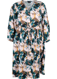 Viscose dress with print and loose tie string