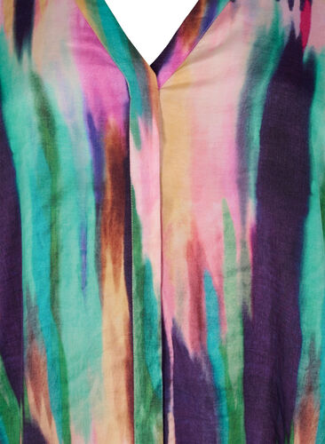 Printed viscose shirt with 3/4 sleeves, Purple AOP, Packshot image number 2