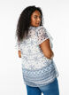 Patterned blouse with ruffle detailing and short sleeves, White, Model image number 2