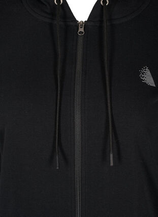 Sweat cardigan with zip and hood, Black, Packshot image number 2