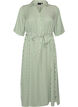 Ankle-length shirt dress with tie belt and stripes, Green, Packshot image number 0