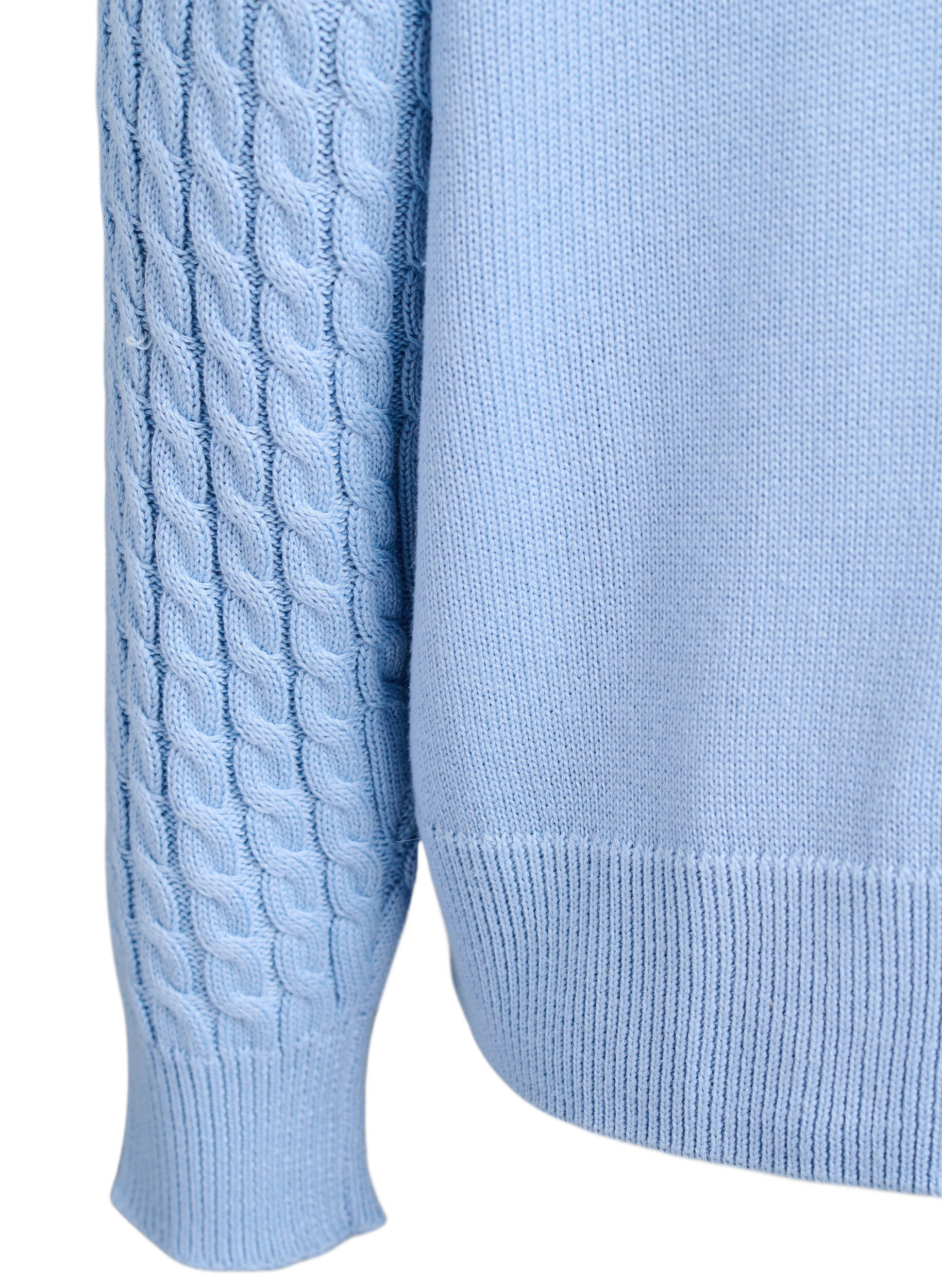 Zizzifashion Cable knit cardigan with golden buttons, Blue, Packshot image number 3