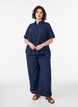 Wide-leg linen and viscose trousers, Blue, Model image number 0