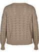 Long-sleeved knit blouse with an openwork pattern, Desert Taupe, Packshot image number 1