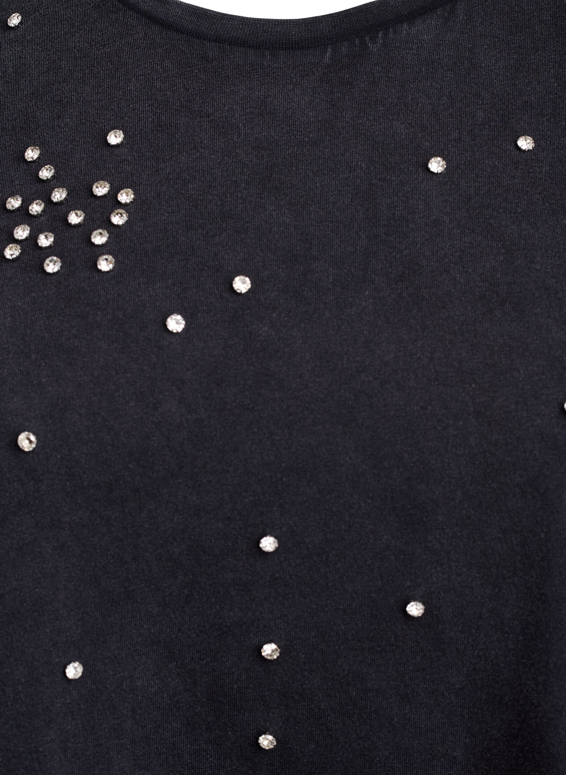 Zizzifashion T-shirt with rhinestones and a washed look, Grey, Packshot image number 2