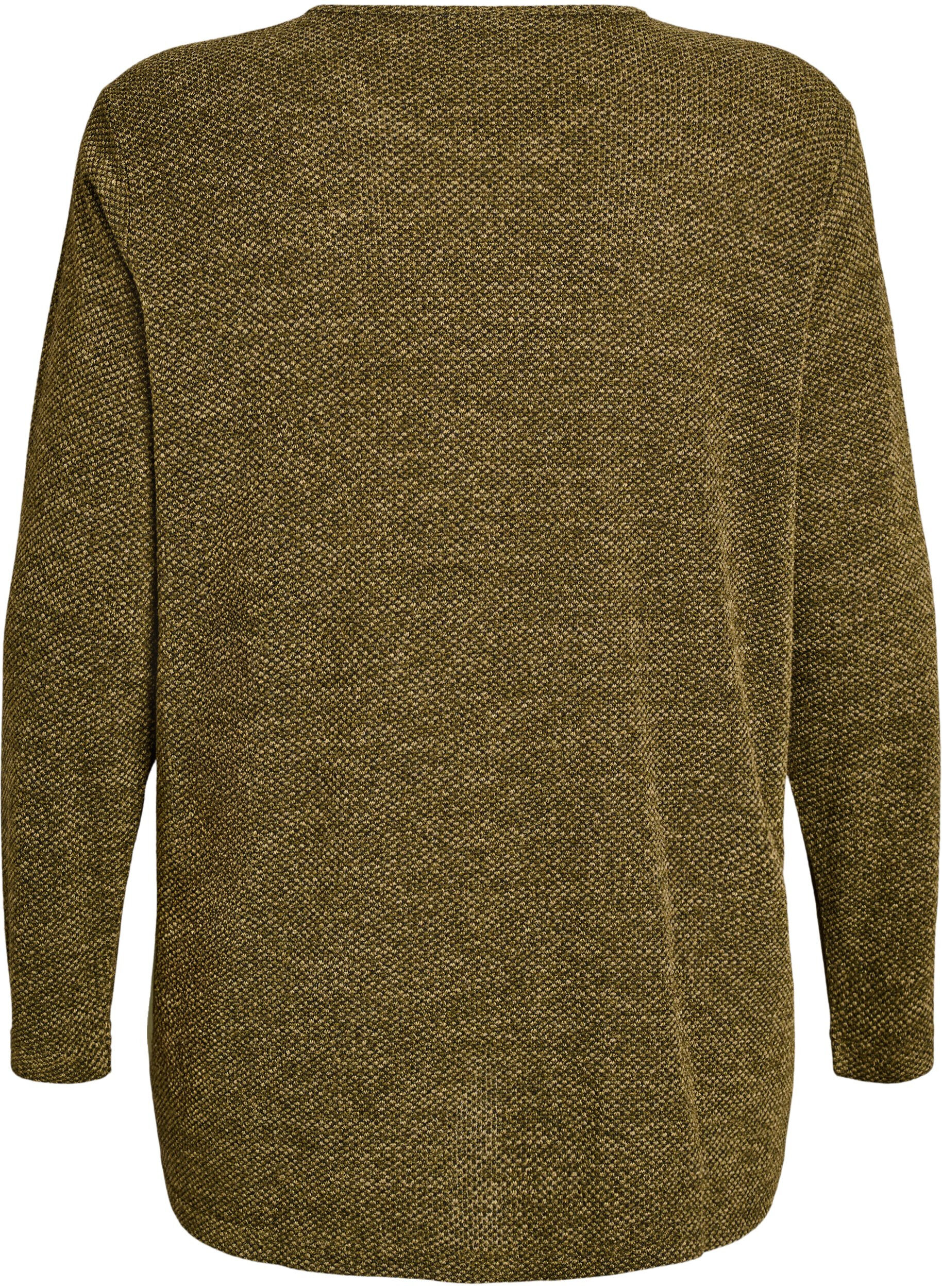 Zizzifashion Long-sleeved blouse with texture, Green, Packshot image number 1