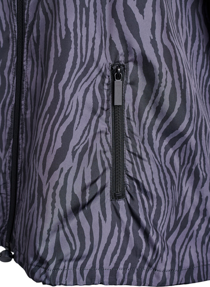 Running jacket with a high neck and adjustable hem, Grey, Packshot image number 3