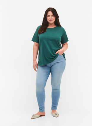 Basics cotton t-shirt 2-pack, Mallard Green/Black, Model image number 2