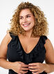 Swimsuit with ruffles and removable inserts, Black, Model image number 2