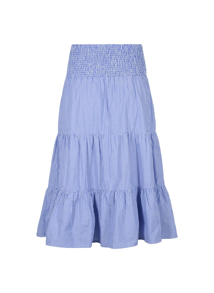 Striped maxi skirt with a smock, Baja Blue Stripe, Packshot image number 1