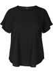 Blouse with short sleeves and a round neckline, Black, Packshot image number 0