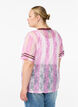 Striped lace blouse with statement print, Rose, Model image number 2