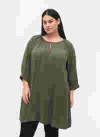 Viscose tunic with 3/4 sleeves, Thyme, Model