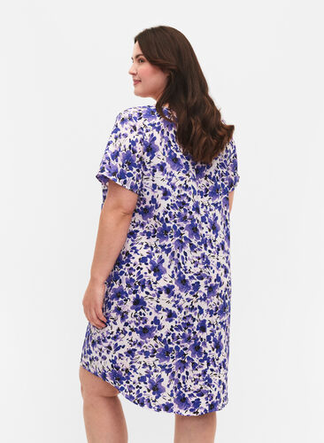 Dress with print and short sleeves, Purple Small Flower, Model image number 1