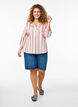 3/4 sleeve blouse in cotton with stripes, Vanilla, Model image number 1