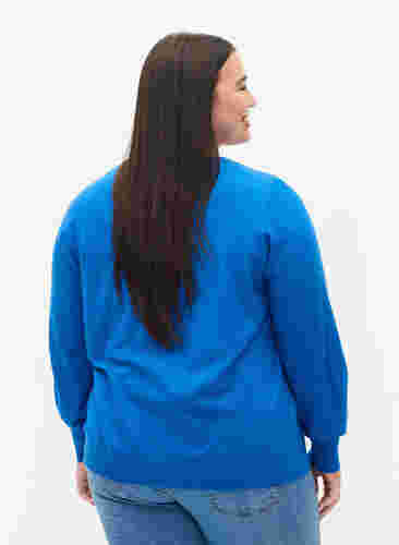 Plain coloured knitted jumper with rib details, Skydiver Mel., Model image number 1