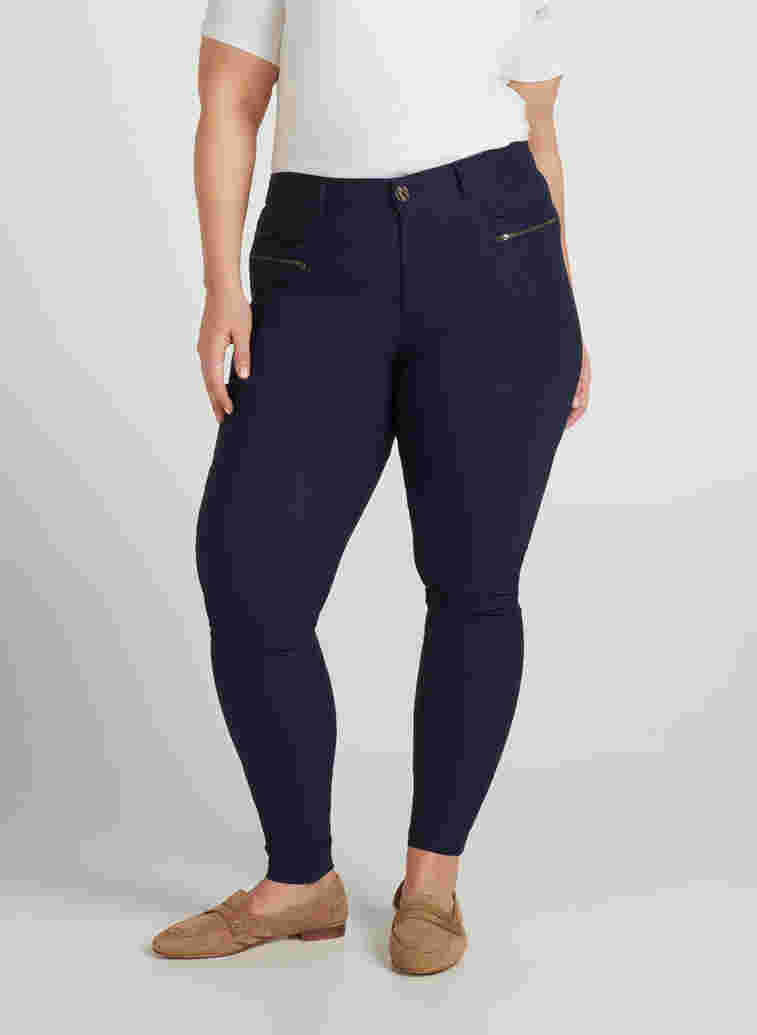 Close-fitting trousers with zip details, Night Sky, Model image number 1