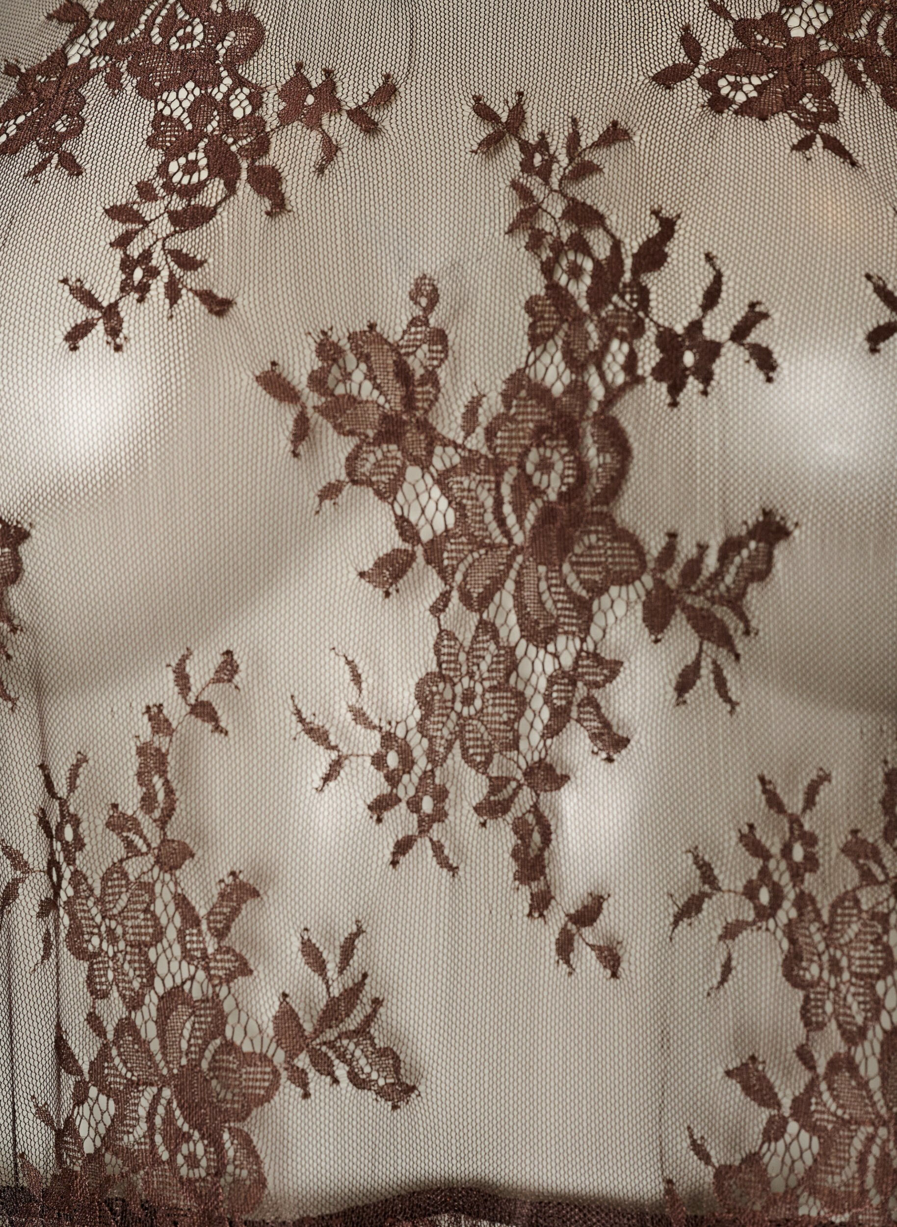 ZizzifashionSheer lace midi dress with short sleeves, Brown, Packshot image number 2