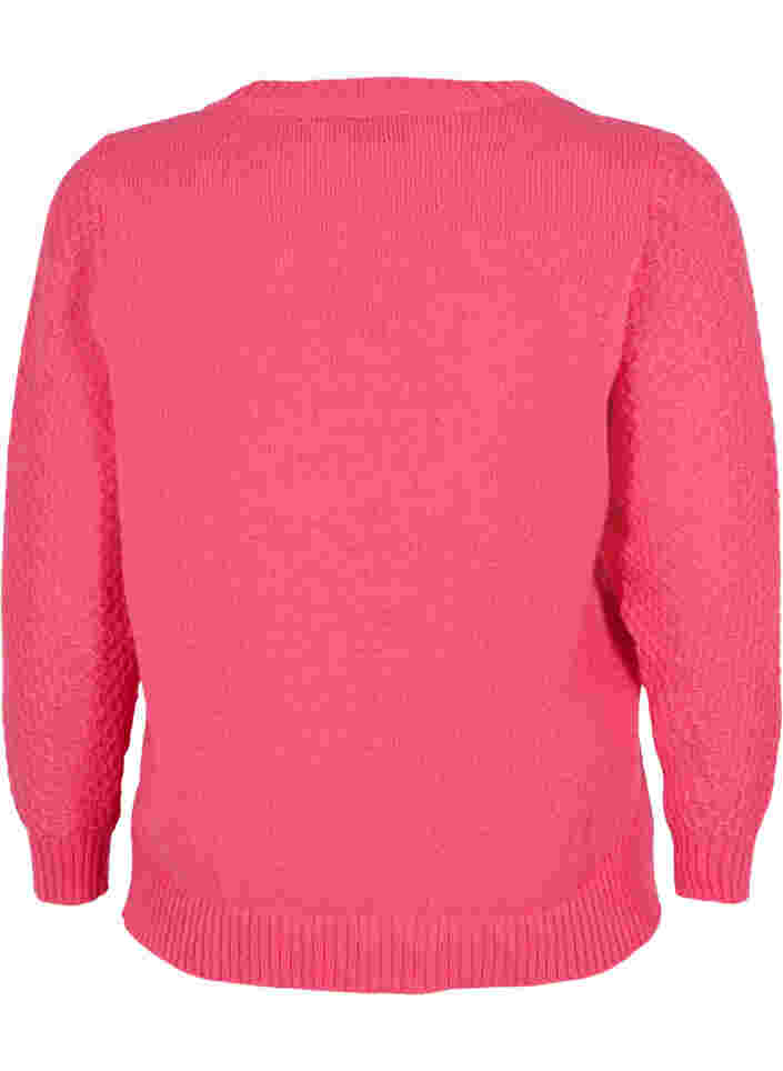 Knitted jumper with flower details, Hot Pink, Packshot image number 1