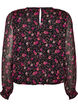 Floral chiffon blouse with sheer sleeves, Black, Packshot image number 1