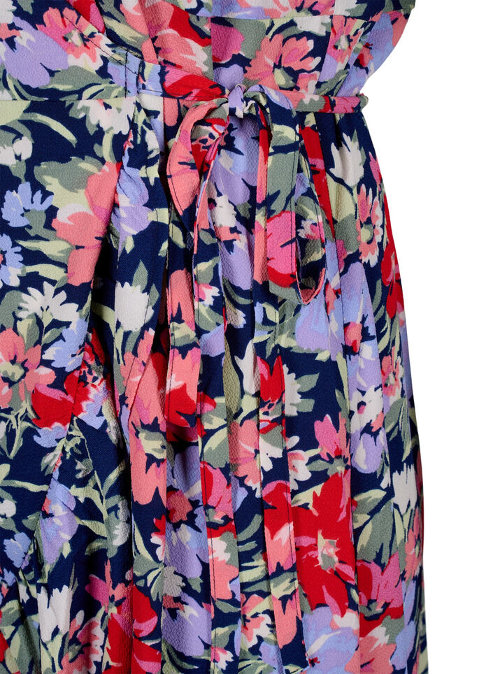 Floral wrap dress with short sleeves, Blue, Packshot image number 3