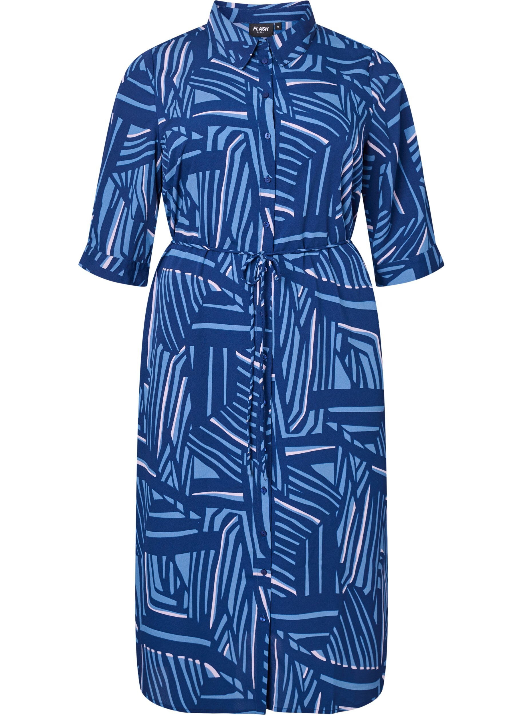 Zizzifashion FLASH - Shirt dress with print, Medieval Blue AOP, Packshot image number 0