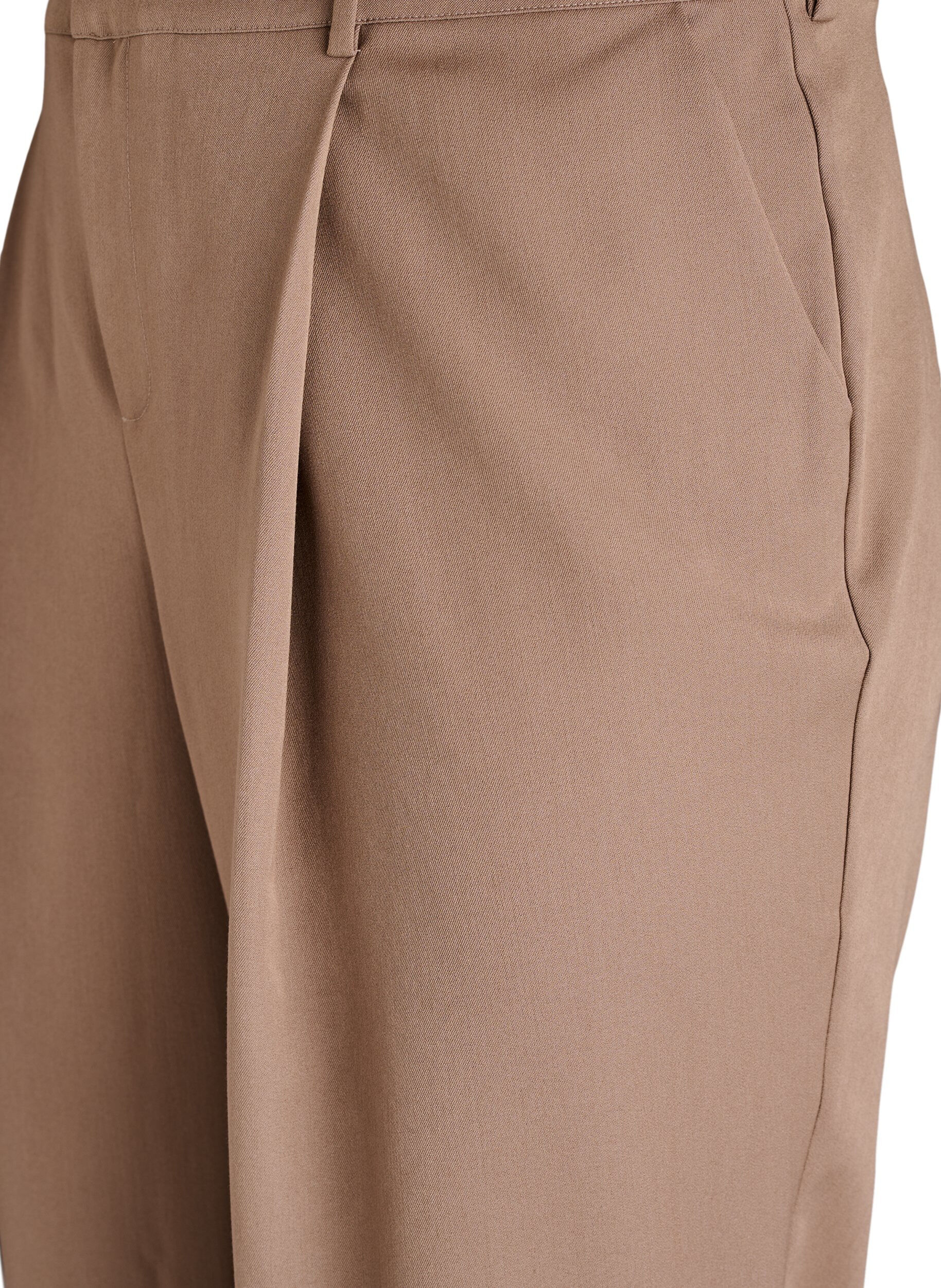 Zizzifashion High-waisted tailored trousers with straight legs, Brown, Packshot image number 2