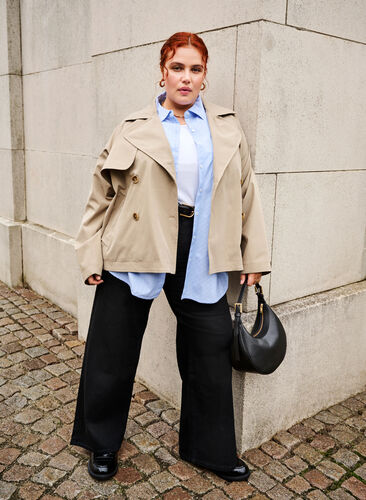 Short trench coat with snap button closure, Coriander, Image image number 0
