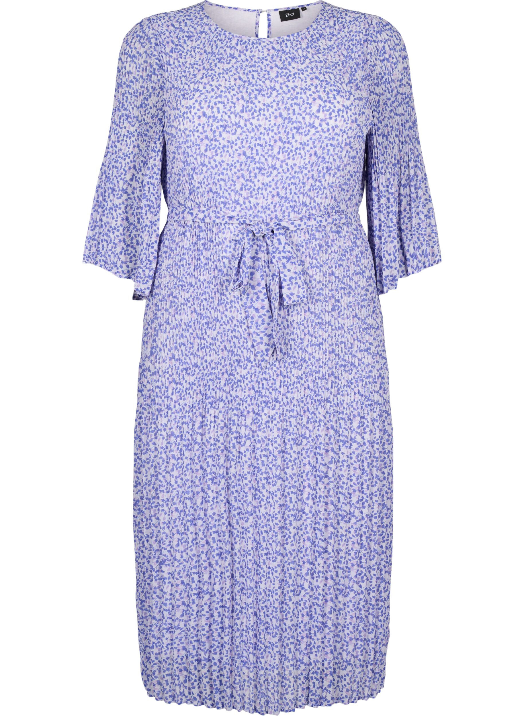 Zizzifashion Floral pleated dress with drawstring, Small Flower AOP, Packshot image number 0