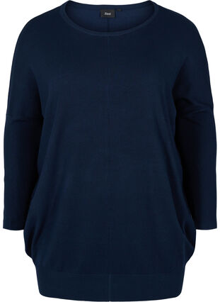 Knitted jumper with round neckline, Navy Blazer, Packshot image number 0
