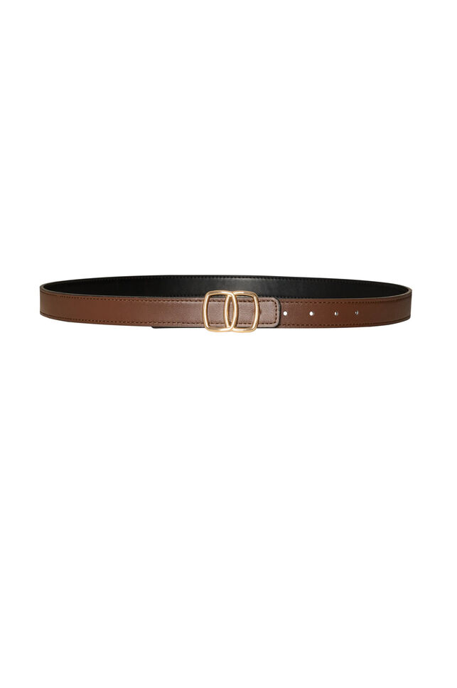 Reversible belt with interchangeable buckles, Black, Packshot image number 1
