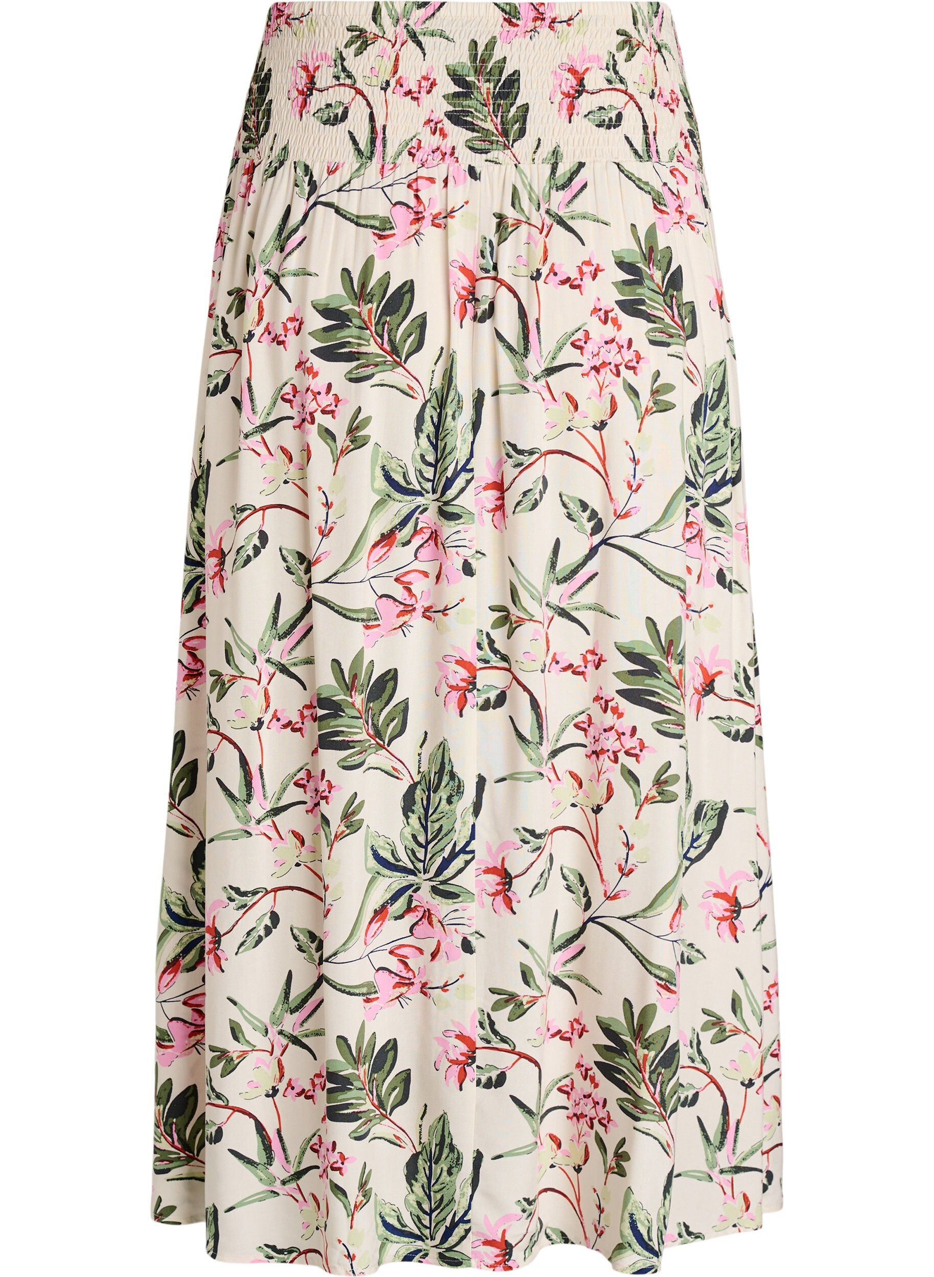 ZizzifashionViscose maxi skirt with smocking, Vanilla, Packshot image number 1