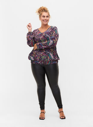 Paisley printed blouse with long sleeves in viscose, Multi Paisley, Model image number 2